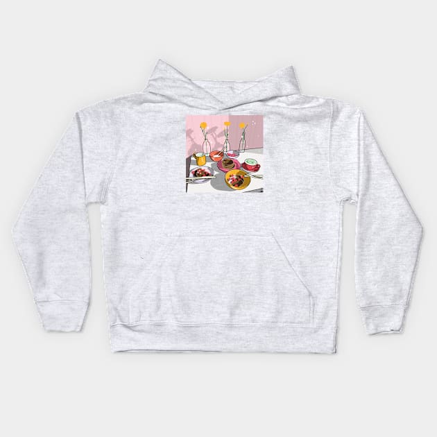 Sunday Breakfast Kids Hoodie by hazal kirikci